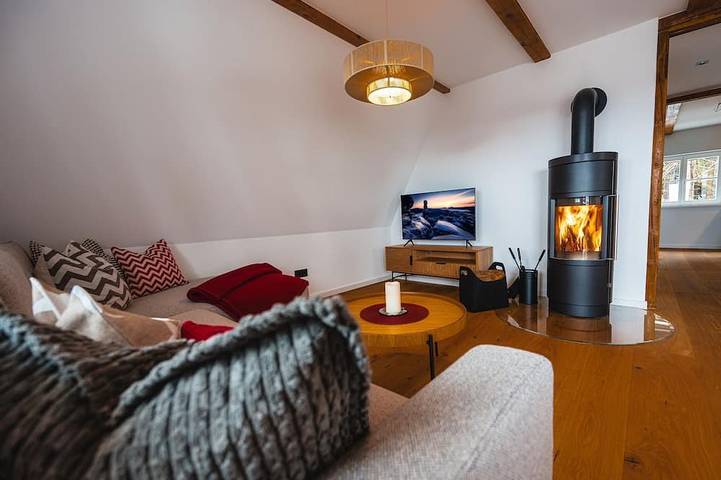 Ferienwohnung für 4 Personen, mit Balkon und Garten sowie Sauna