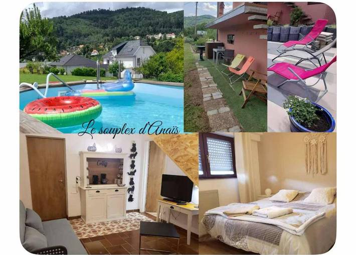 Cottage pour 4 personnes, avec piscine ainsi que vue et jardin dans Schirmeck