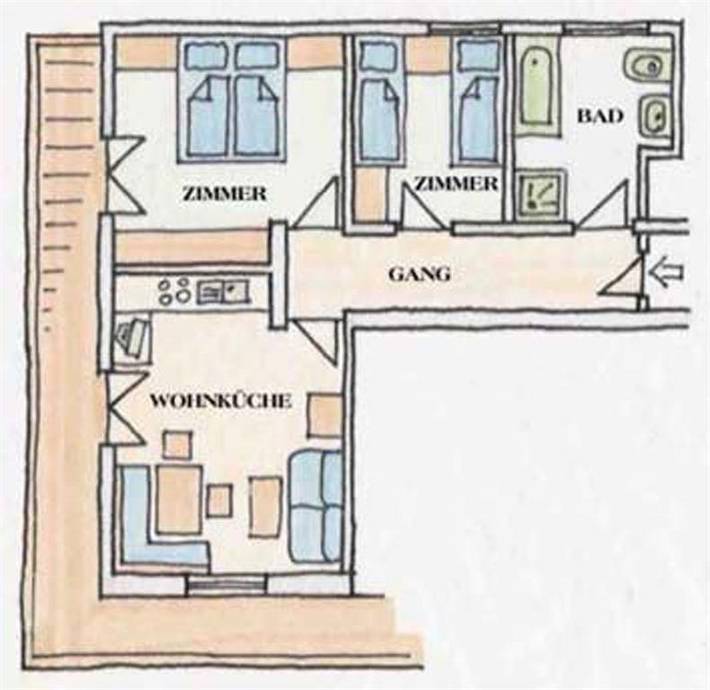 Ganze Ferienwohnung, 3-Zi-Fewo 54m²/2 Schlafräume/Du od. Bad & Wc in Tuxer Alpen, Hintertux