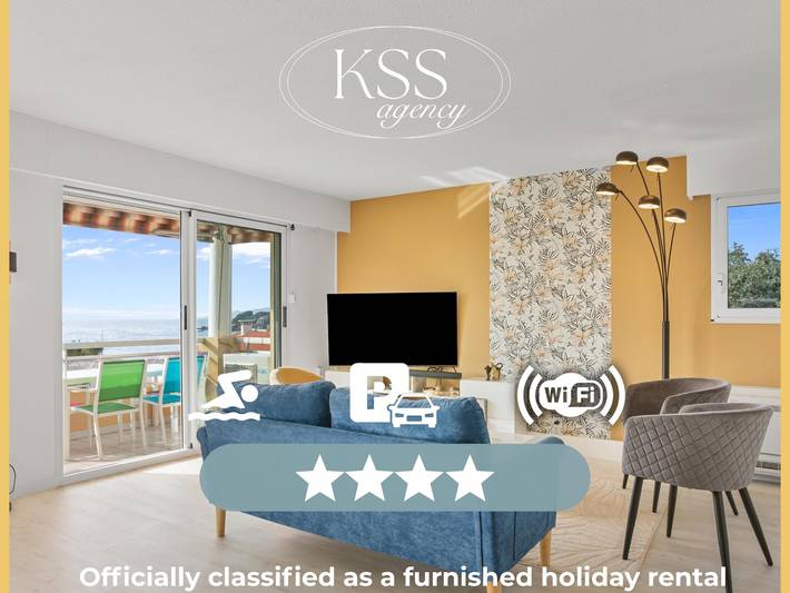 Location de vacances pour 4 personnes, avec balcon/terrasse ainsi que vue sur l’océan et piscine dans Boulouris