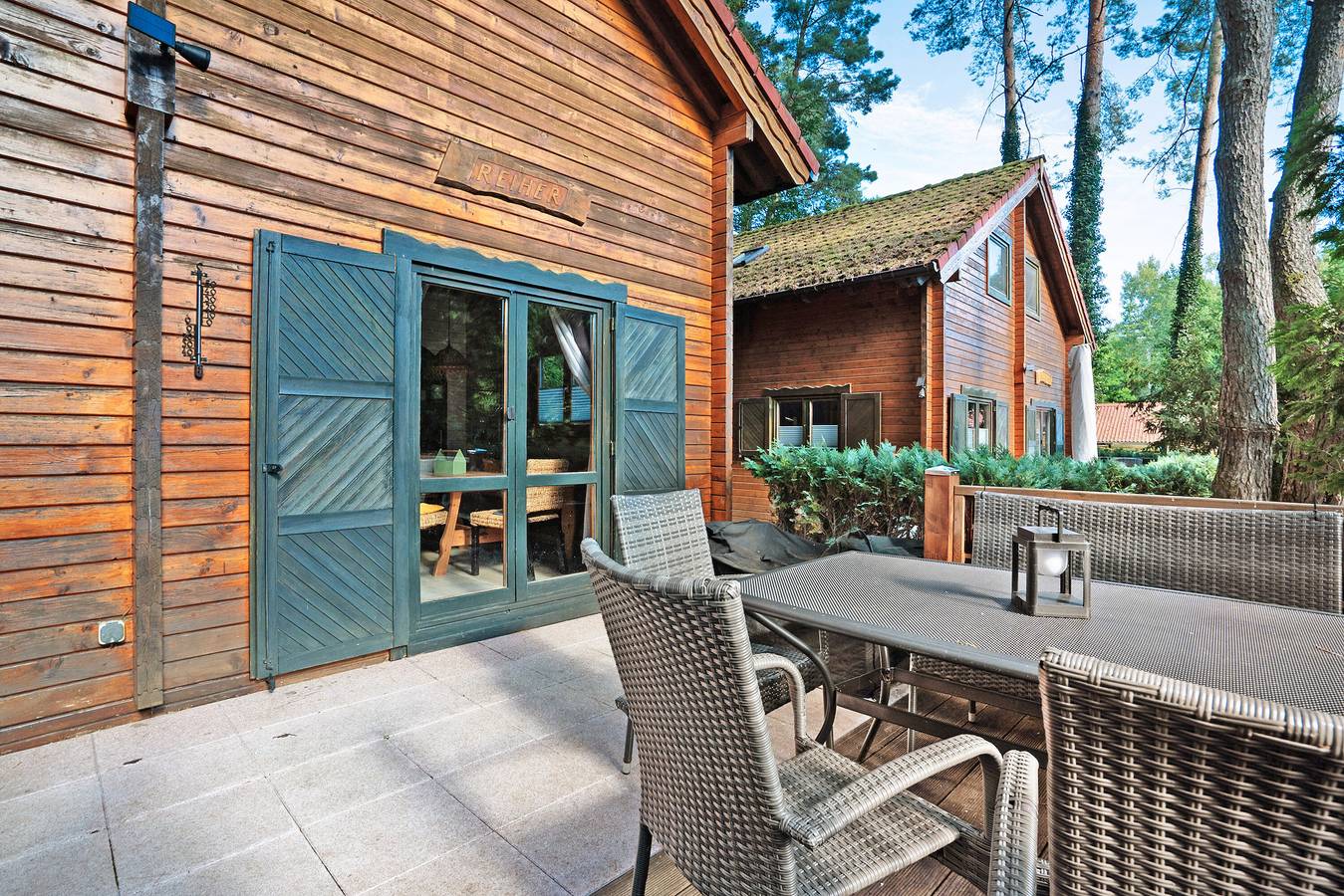 Ferienhaus 'Reiher' mit gemeinsamer Terrasse, Gemeinschaftsgarten und Wlan in Lychen, Uckermark