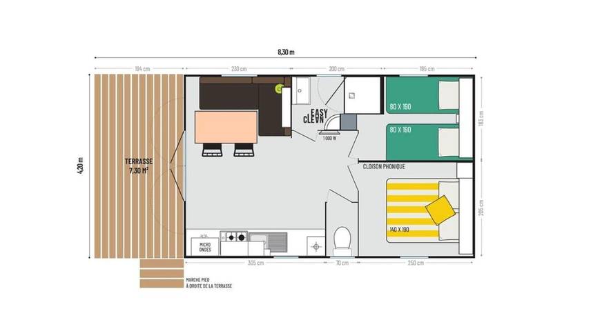 Camping pour 6 personnes, avec terrasse ainsi que piscine et jacuzzi à Saint-Denis-d'Oléron - 2