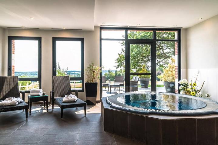 Hôtel pour 2 personnes, avec jacuzzi et sauna ainsi que terrasse et jardin, animaux acceptés à Acquin-Westbécourt