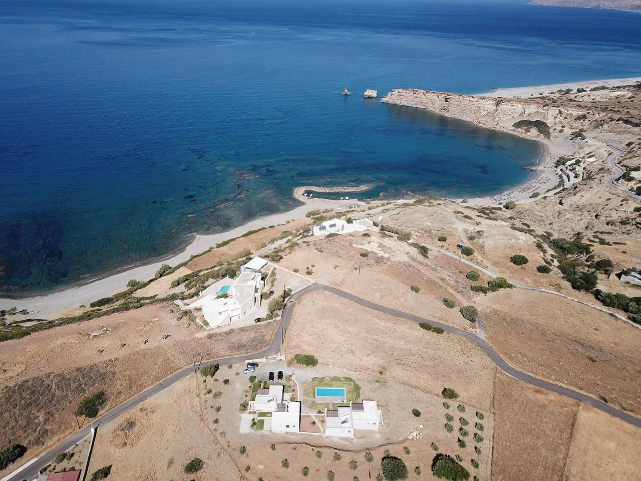Weiter Blick auf Landschaft und Meer, Pool, 4 Pers. | Ferienhaus Triopetra, Kreta in Triopetra, Rethymno und Umgebung