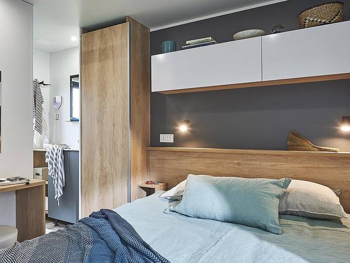 Camping Brantôme Peyrelevade - Mobilheim 4 personen - Mobilheim "Olivier" (2023) Sonntag, 2 Schlafzimmer 2 Badezimmer, großes Wohnzimmer (tv), Terrasse in Brantôme en Périgord, Périgord Vert