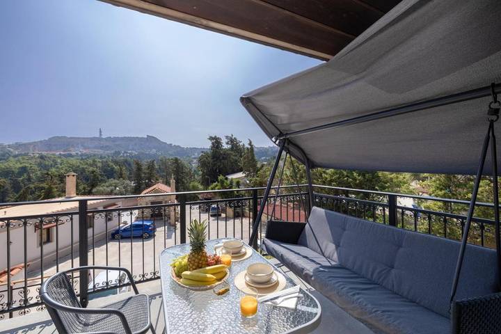 Bungalow für 2 Personen, mit Balkon und Terrasse sowie Garten und Ausblick auf Rhodos