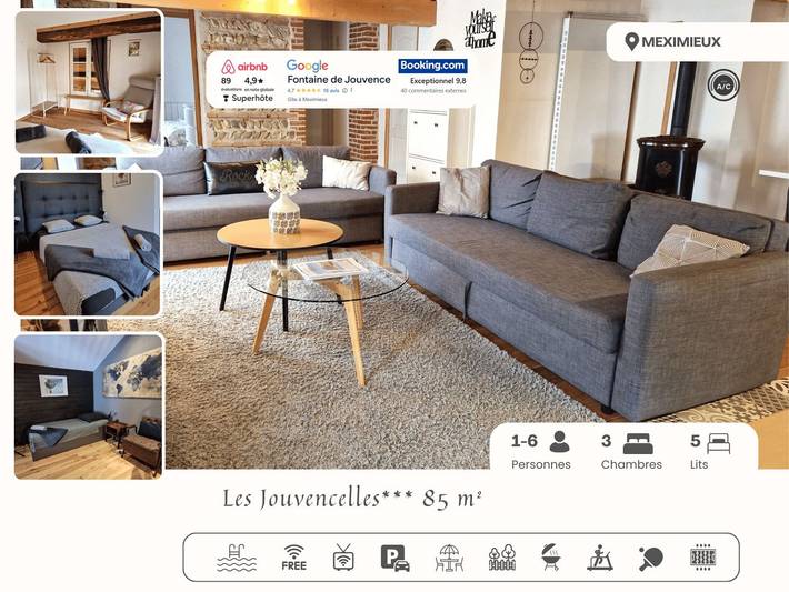 Gîte pour 6 personnes, avec piscine et jardin