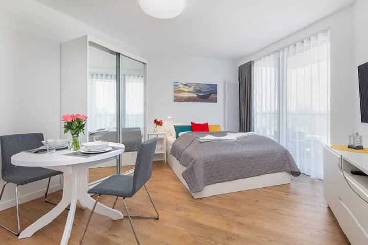 Studio für 2 Personen, mit Balkon/Terrasse, kinderfreundlich in Pobierowo