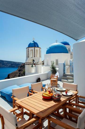 Location de vacances pour 6 personnes, avec balcon et vue sur l’océan à Oia