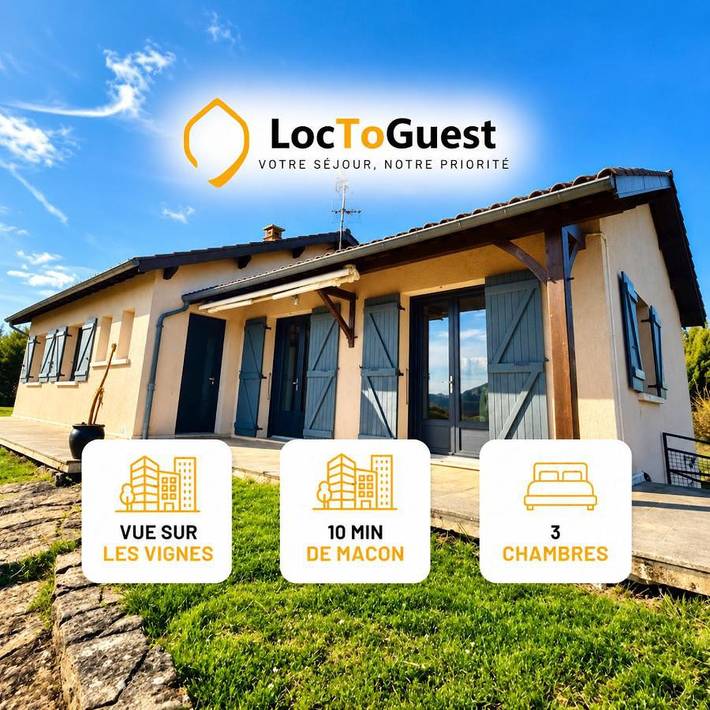 Location de vacances pour 8 personnes, avec Terrasse ainsi que Jardin et Vue dans Bussières (Saône-et-Loire)