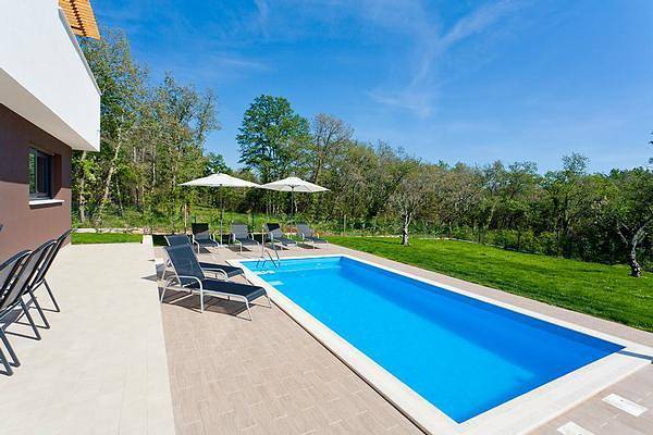 Designvilla mit Dachterrasse und Panoramablick in Karigador, Umag und Umgebung