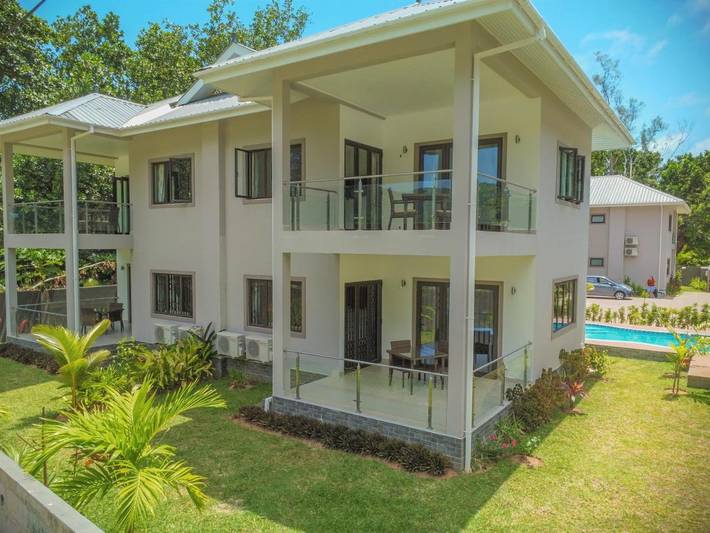 Ferienwohnung für 3 Personen, mit Ausblick und Pool sowie Garten auf den Seychellen