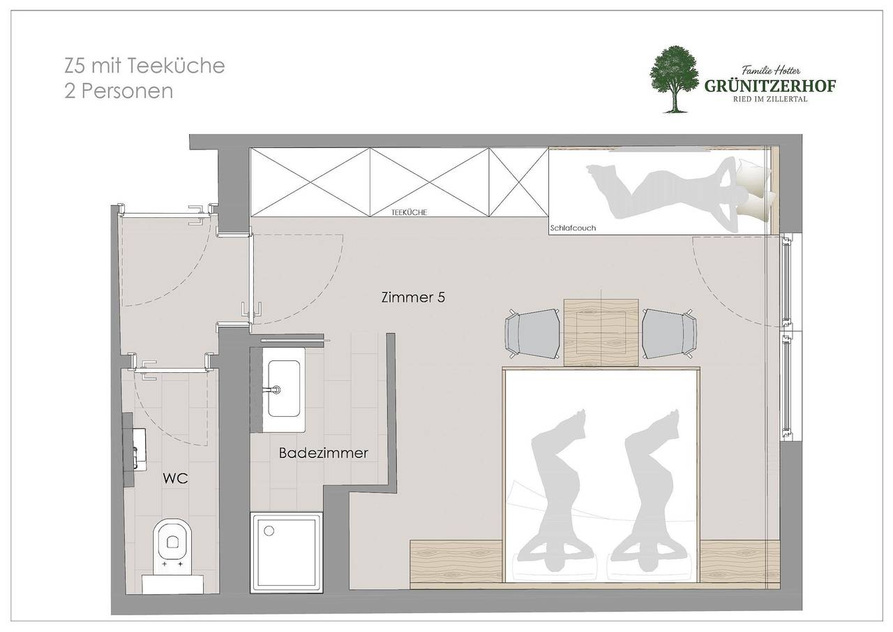 Z5 Dreibettzimmer mit Teeküche in Tuxer Alpen, Ried im Zillertal
