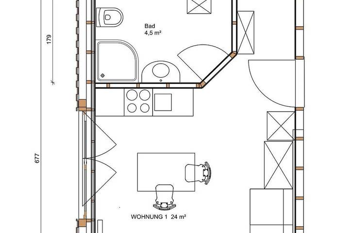 Ferienwohnung für 3 Personen, mit Balkon - 1