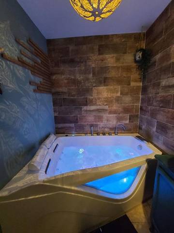 Location de vacances pour 9 personnes, avec terrasse et jacuzzi ainsi que piscine et jardin à Marthod