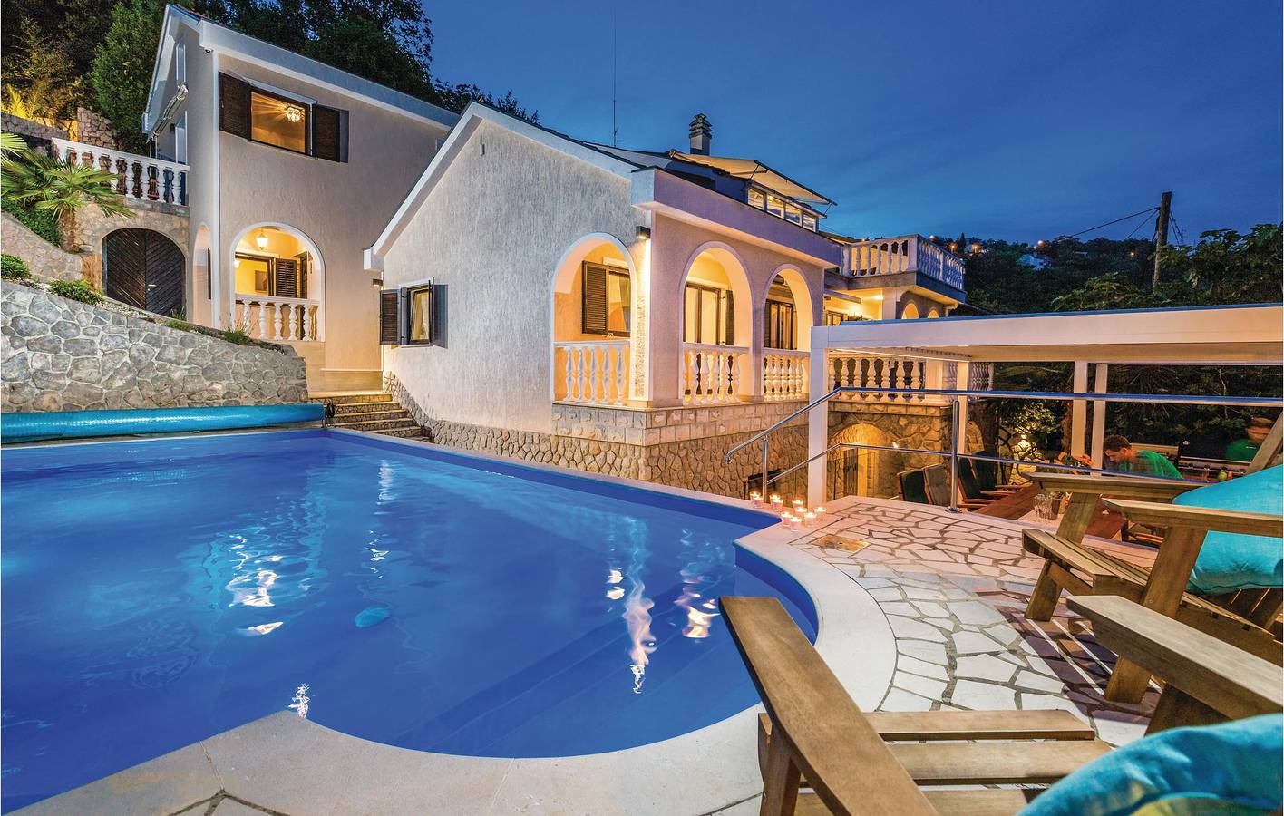 Holiday home for 16 people with view in Općina Matulji, Opatija Riviera