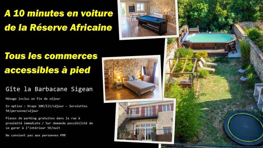 Maison d’hôte pour 10 personnes, avec Balcon et Terrasse ainsi que Jardin et Piscine à Sigean