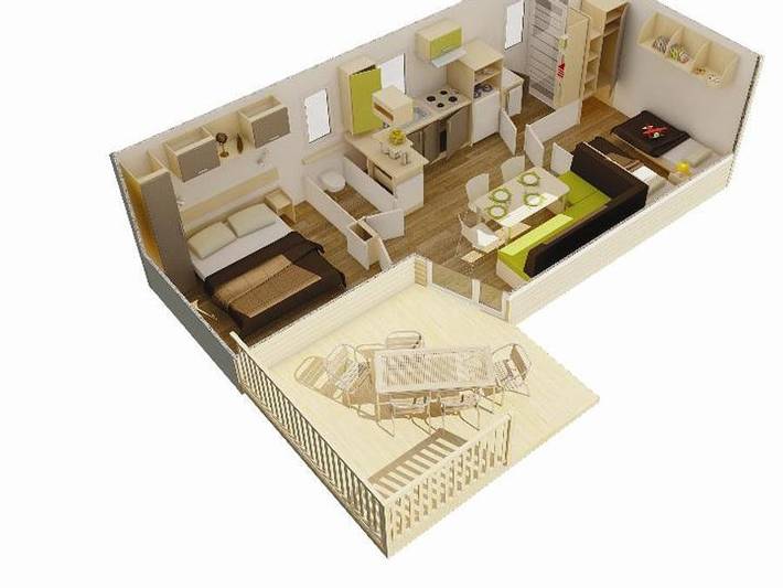 Camping Sites et Paysages - Les Pinèdes  - Mobilheim 4 personen - Hoher Komfort Figuéras in La Colle-sur-Loup, Mittelmeerküste (Frankreich)