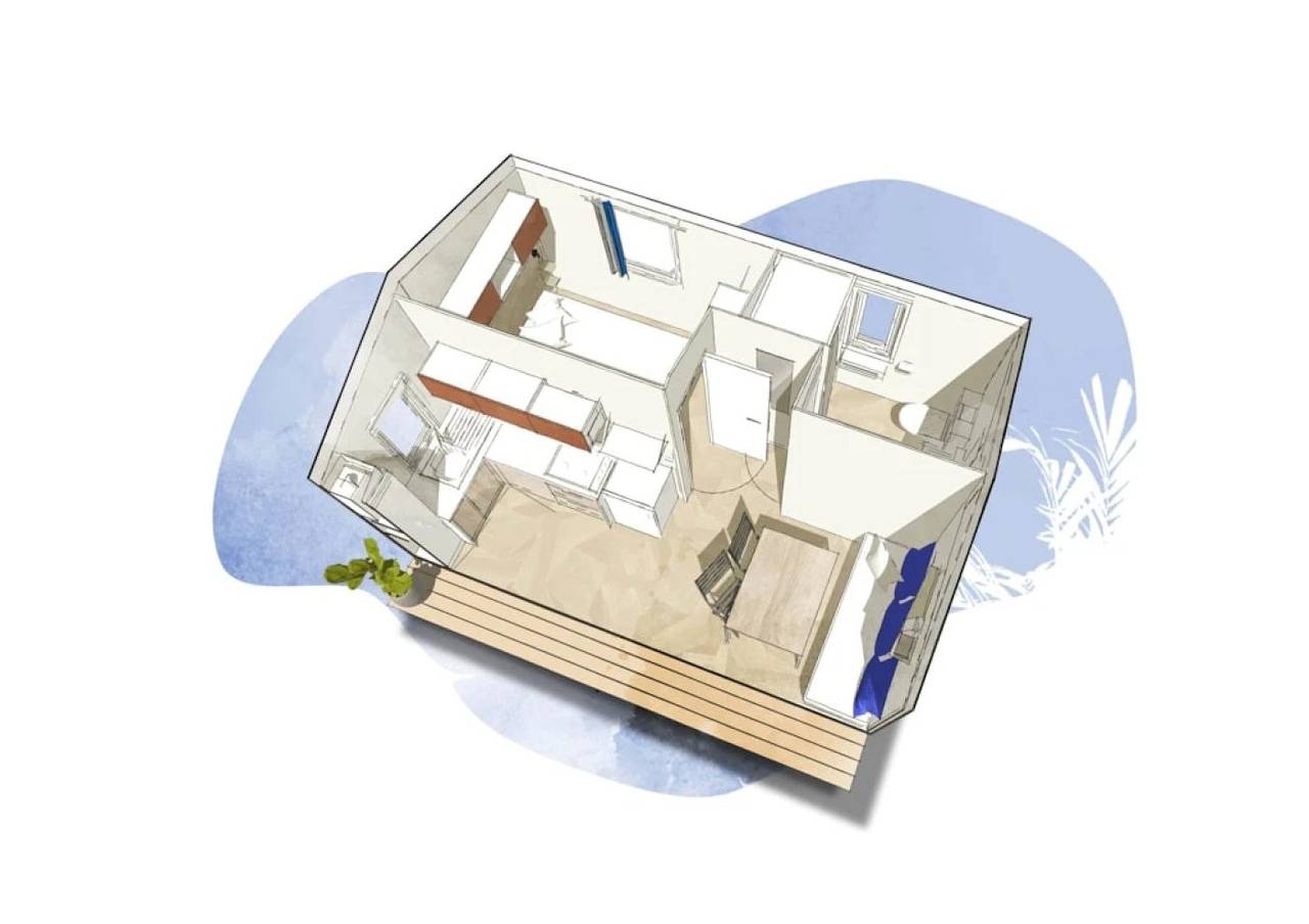 Zecamping 3 étoiles pataugeoire fitness sauna locatif Tv 20m2 2 pers in Pouldreuzic, Côte de Cornouaille