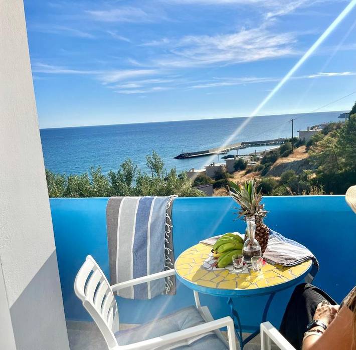 Ferienwohnung für 3 Personen, mit Balkon und Terrasse sowie Garten und Ausblick