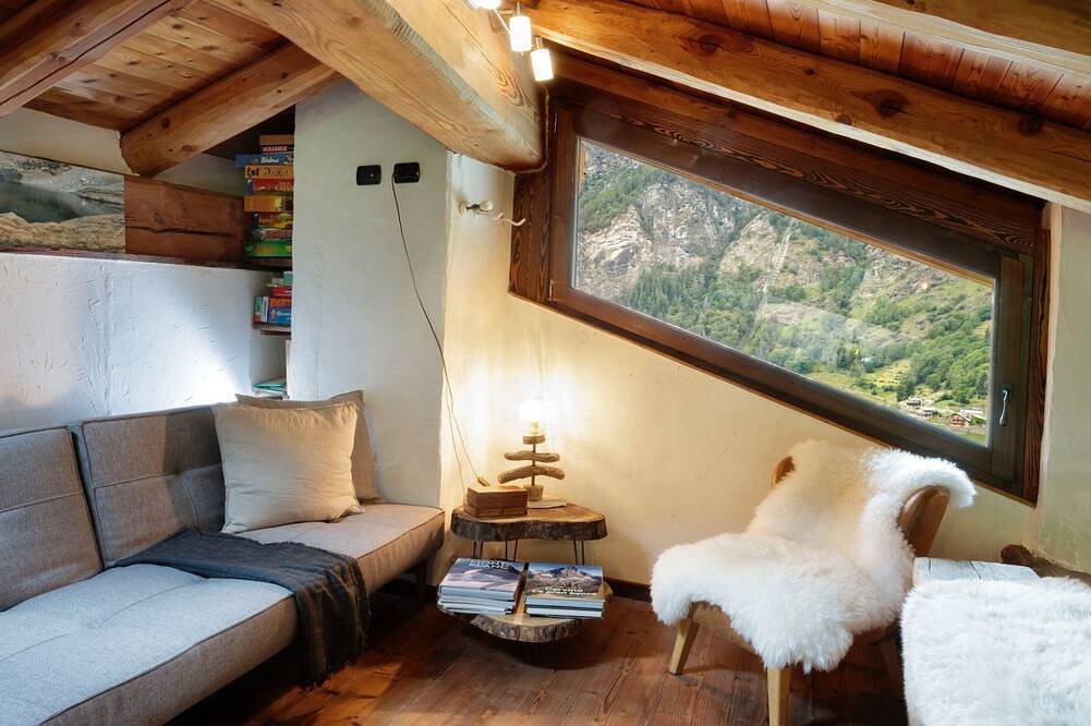 Characteristic rustic-style rascard in an panoramic hamlet with Matterhorn view in Breuil-Cervinia, Valtournenche