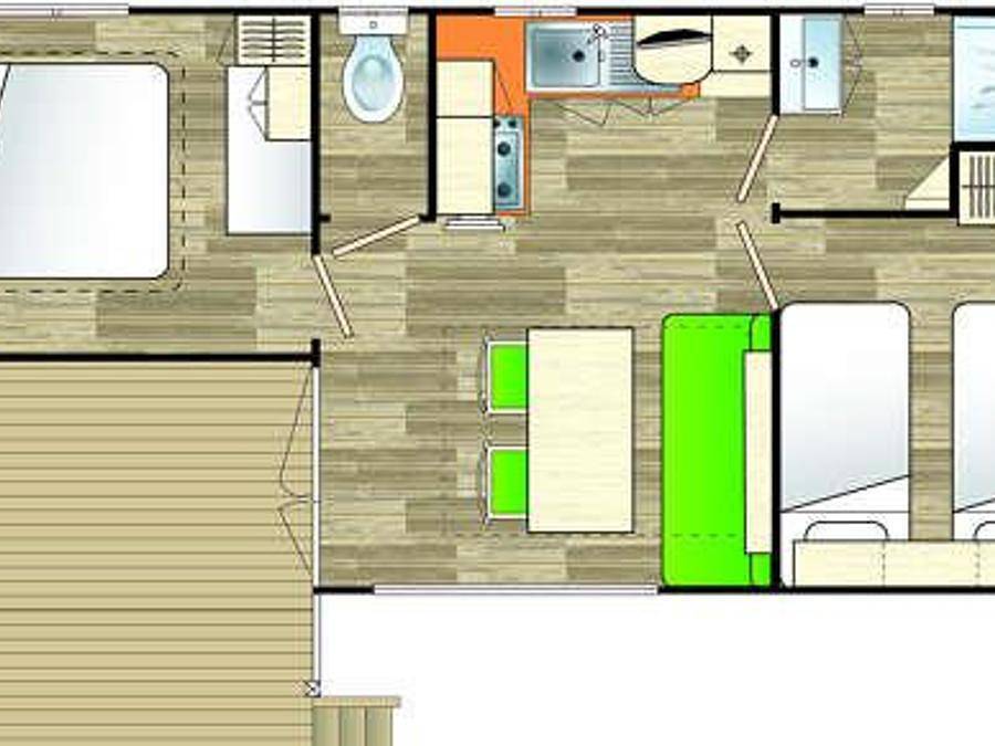 Camping Au Soleil d'Oc - Mobile home 4 persons - Luxury cottage with Tv loggia in Monceaux-sur-Dordogne, Tulle region