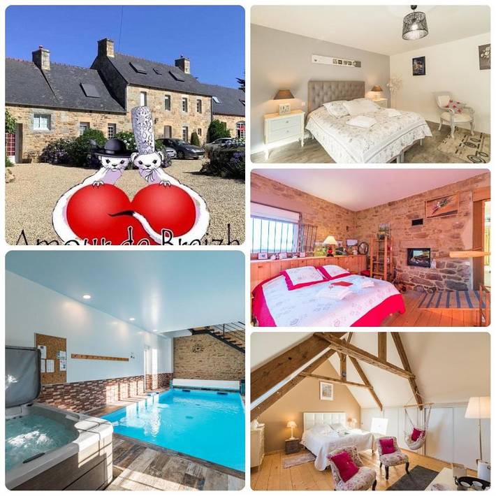 Chambre d’hôte pour 2 personnes, avec jardin et piscine ainsi que jacuzzi et terrasse à Tonquédec