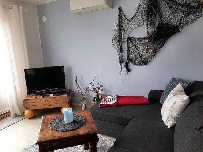 Ferienwohnung für 3 Personen, mit Balkon und Terrasse sowie Garten und Ausblick in Flatanger