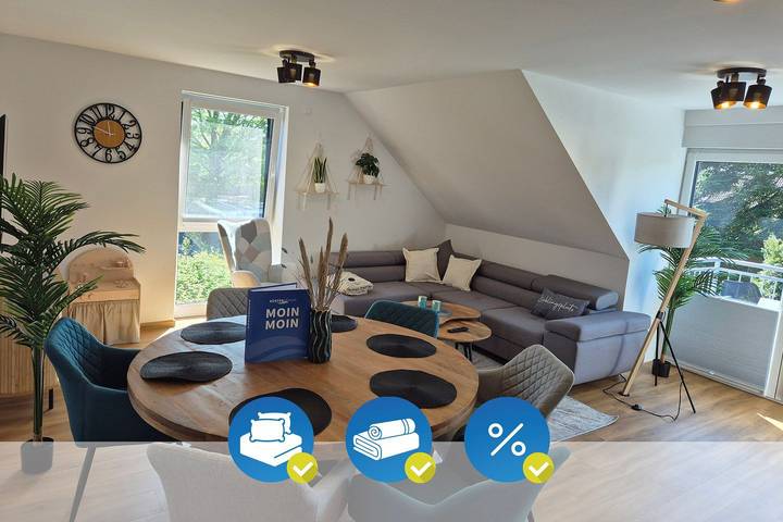 Ferienwohnung für 6 Personen, mit Ausblick und Sauna sowie Balkon in Dornum (Stadt)