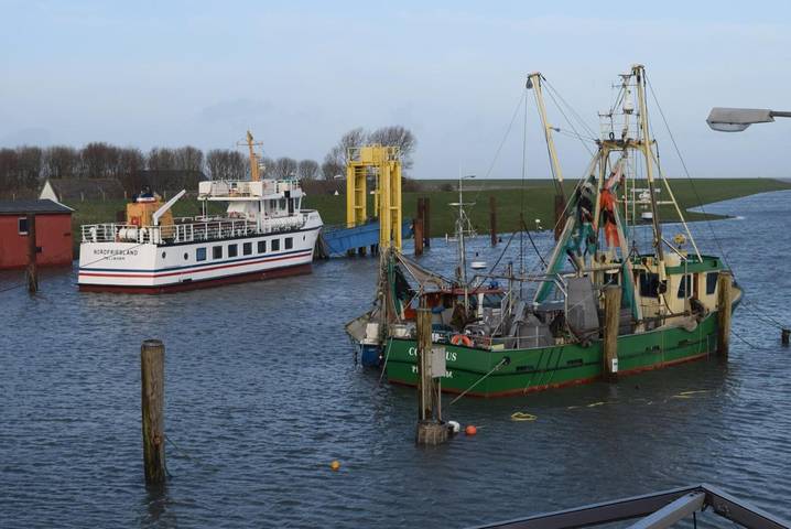 Ganze Wohnung, Apartment 'Heimathafen Über Hafen - Pub' mit Meerblick, Balkon und Wlan in Tammensiel, Pellworm