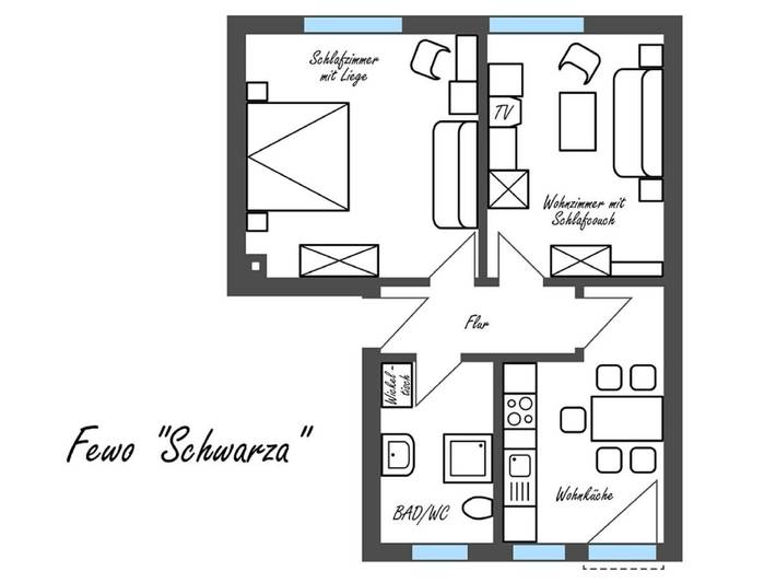 Ferienwohnung für 4 Personen, mit Terrasse und Garten sowie Ausblick an der Bleilochtalsperre - 3
