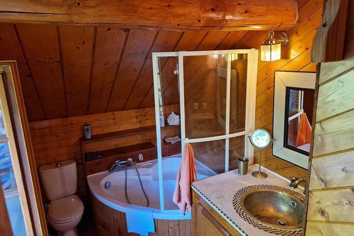Chalet traditionnel en rondin avec Jacuzzi et  jardin arboré en Cévennes in Camprieu, Saint-Sauveur-Camprieu