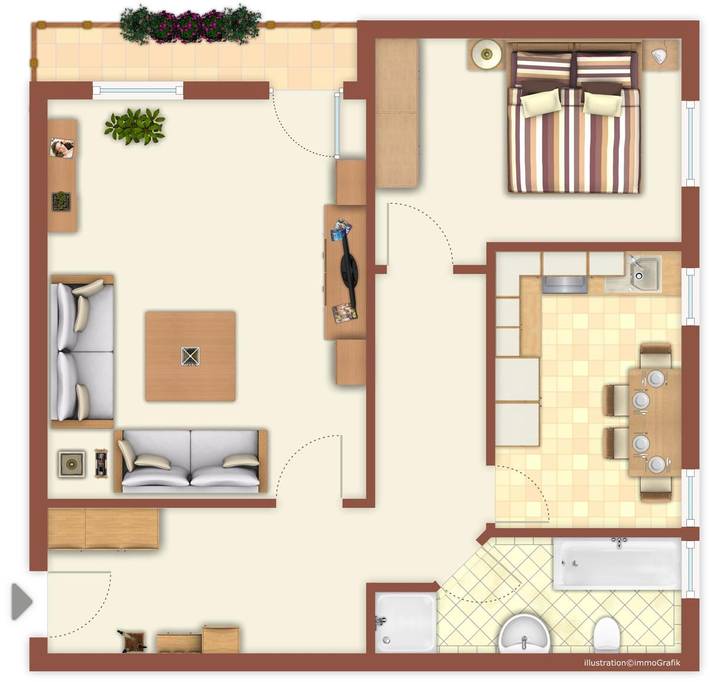 Ferienwohnung für 4 Personen, mit Balkon/Terrasse und Balkon in Rostock und Umgebung - 2