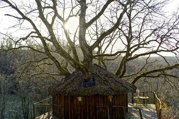 Cabane en bois pour 4 personnes, avec jardin et balcon ainsi que jacuzzi et piscine dans le Tarn-et-Garonne