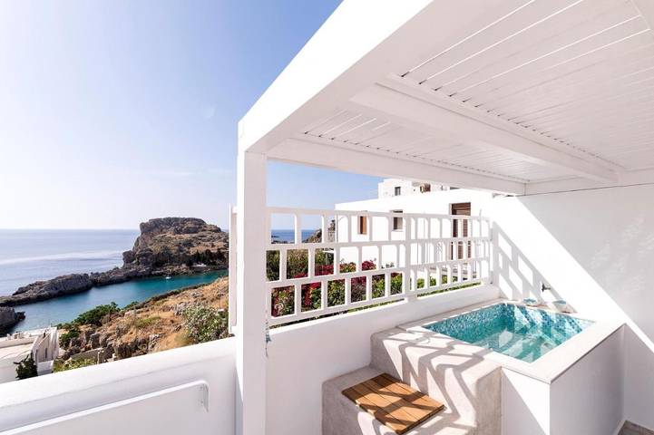 Apartamento para 5 personas, con vistas y terraza, Familias con niños en Lindos