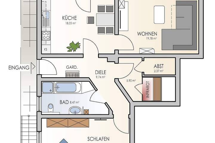 Ferienwohnung für 3 Personen, mit Garten und Sauna - 1