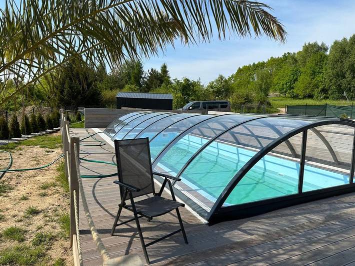 Ferienhaus für 8 Personen, mit Garten und Sauna sowie Ausblick und Pool, mit Haustier