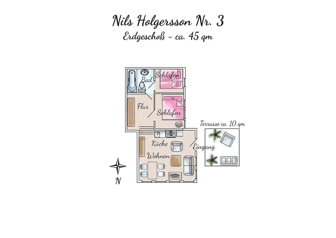 Geheel appartement, Vakantieappartement voor 4 personen met tuin in Spiekeroog
