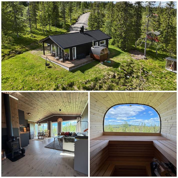Blockhütte für 6 Personen, mit Ausblick und Sauna sowie Balkon/Terrasse - 1