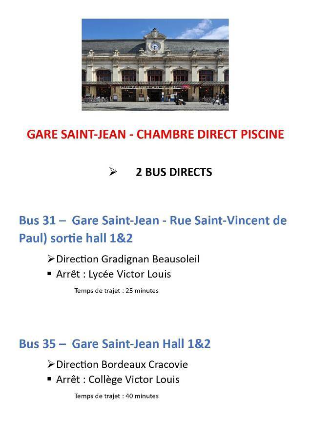 Chambre direct piscine in Talence, Région de Bordeaux