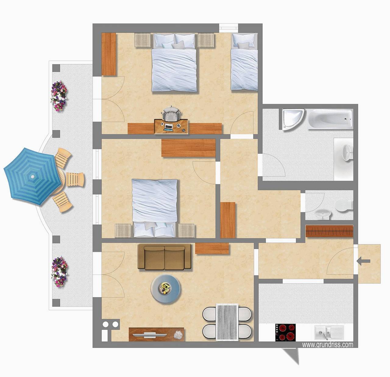 Entire holiday apartment, 2 bedrooms,comb liv.-bedr/shower or bath in Ellmau, Brixen valley