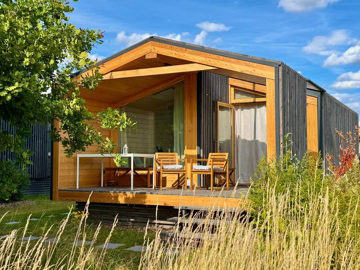 Ferienhaus für 3 Personen, mit Balkon und Terrasse sowie Garten und Ausblick