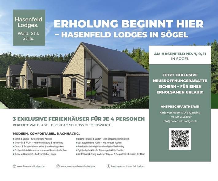 Ferienhaus für 4 Personen, mit Garten und Ausblick sowie Sauna, kinderfreundlich in Sögel - 3