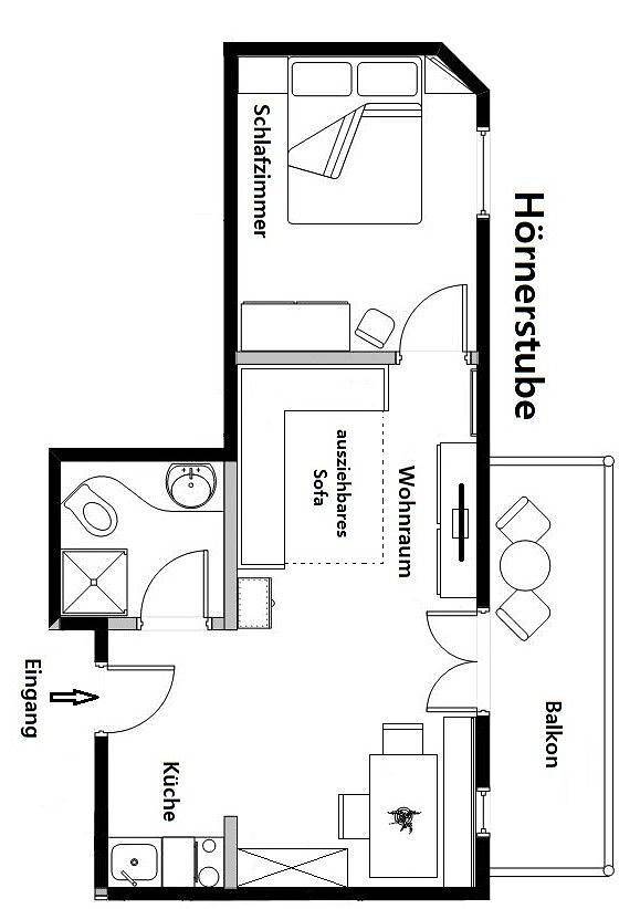 Ganze Wohnung, 2-Raum-Ferienwohnung Hörnerstube in Bolsterlang, Bayerisch Schwaben