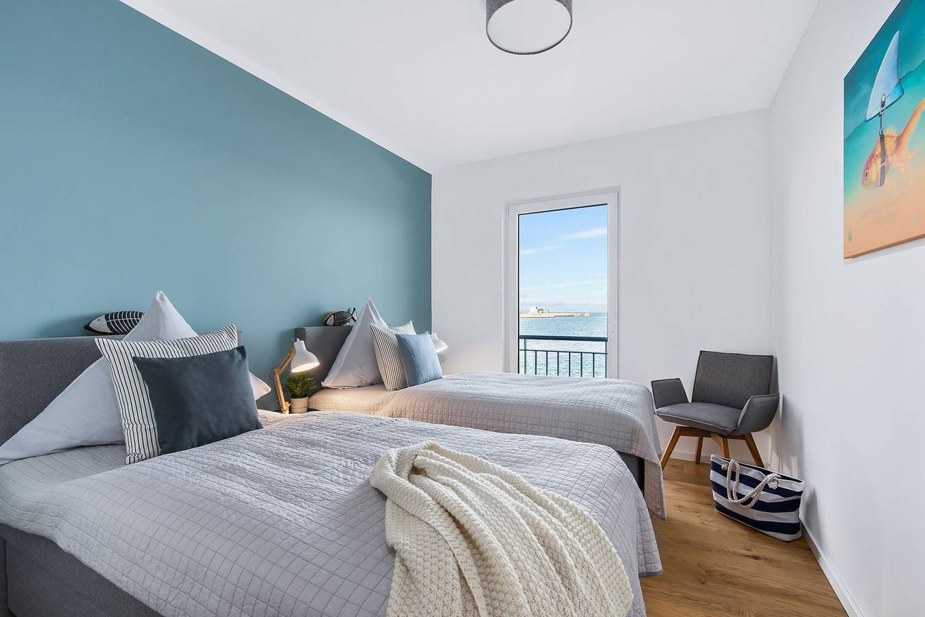 Ganze Wohnung, Perlentaucher - 1. Reihe am Wasser, Kamin, 2 Duschbäder, Balkon, Tiefgarage in Olpenitz, Kappeln