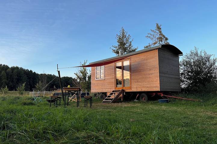 Blockhütte für 3 Personen, mit Garten, mit Haustier