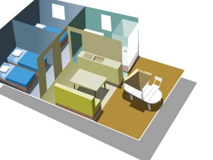 Camping Les Bö-Bains - Chalet 5 personas - Eden (27 m²) climatizada - n°45 a 50 in Badefols-sur-Dordogne, Périgord Pourpre