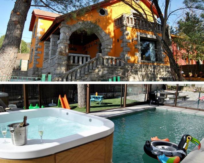 Apartamento para 18 personas, con Balcón y Jacuzzi además de Terraza y Jardín en Collado Mediano