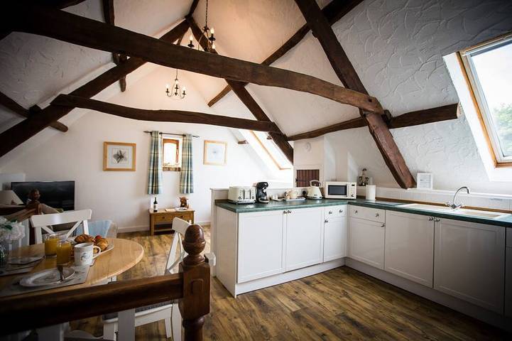 Cottage for 4 people, with garden and sauna as well as terrace and hot tub in Devon