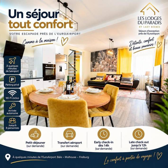 Gîte pour 17 personnes, avec Balcon et Terrasse ainsi que Jardin et Vue dans Hésingue